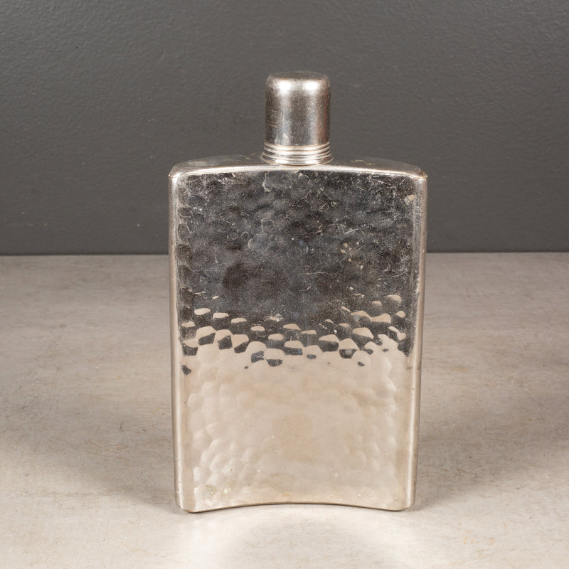 West German Hammered Flip Top Hip Flask c.1940