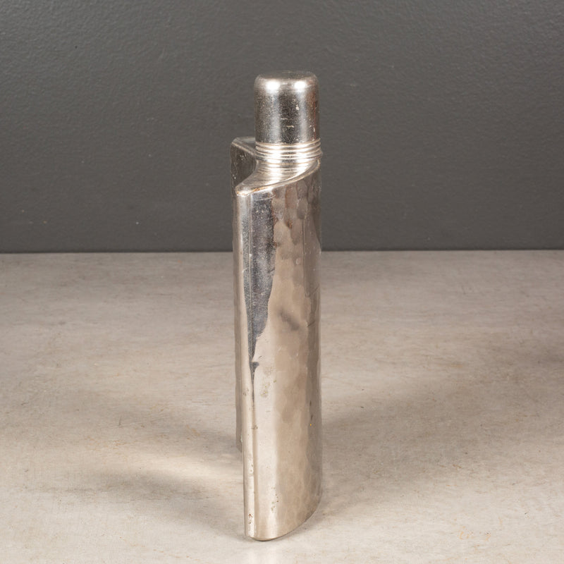 West German Hammered Flip Top Hip Flask c.1940