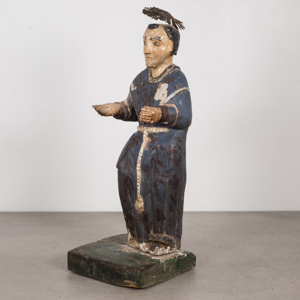 19th c. Polychromed Mexican Carved Wood Santo c.1800-1850