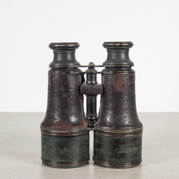 19th c. Leather Wrapped Expandable French Field Binoculars c.1880