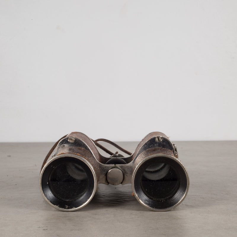 World War ll Era Leather and Chrome Binoculars & Case c.1940