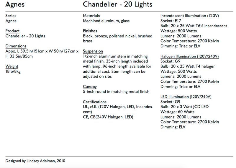 Agnes Bronze Articulating Chandelier-20 Lights by Lindsey Adelman