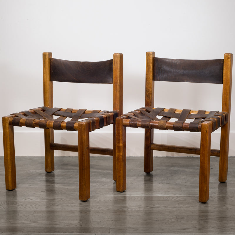 Pair of American Studio Craftsman Leather Chairs c.1950