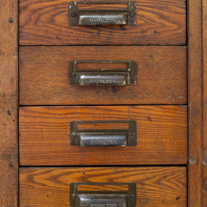 Antique Hamilton Industrial Wood and Iron Printer's Typeset Workbench c.1920