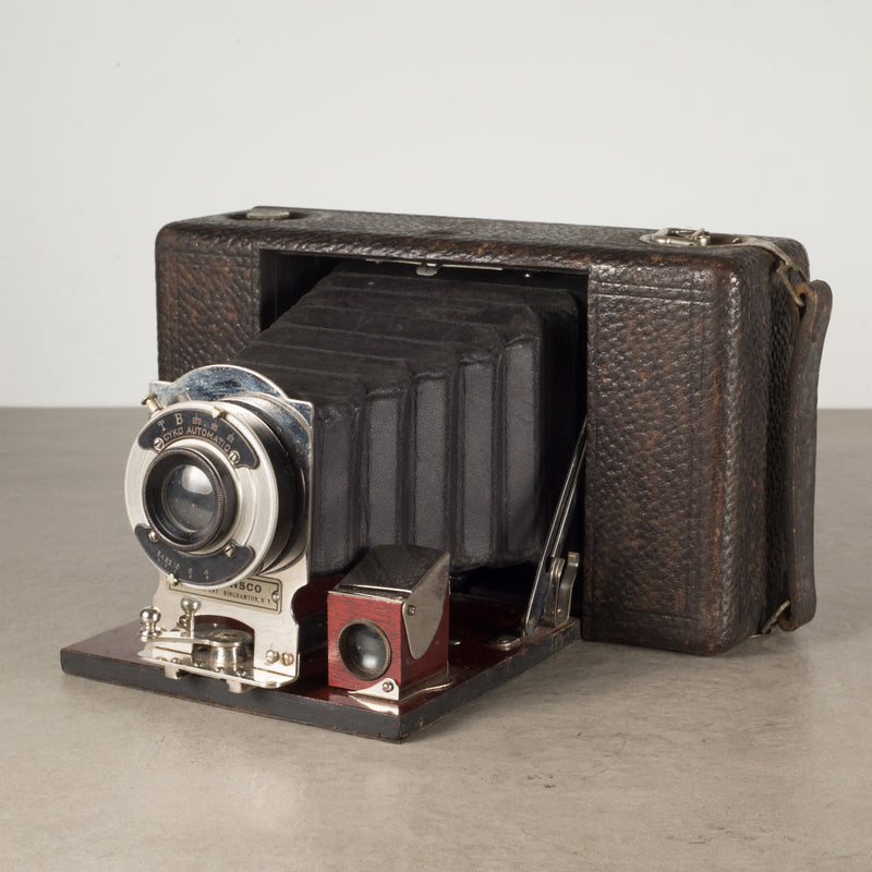 Antique Ansco No. 4 Folding Mahogany and Leather Camera c.1907