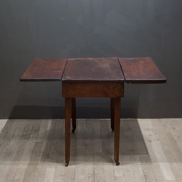 19th c. Handmade Rustic Drop Leaf Dining Table/Console c.1850-1890