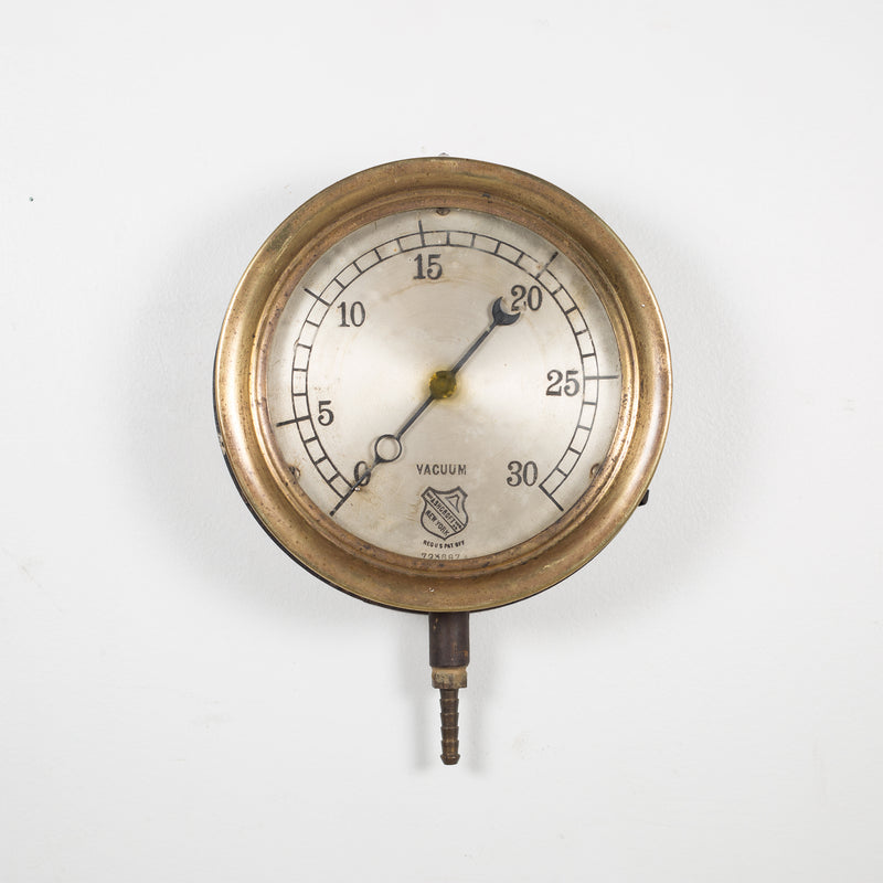 Early 20th c. Brass and Steel Pressure Gauge c. 1920