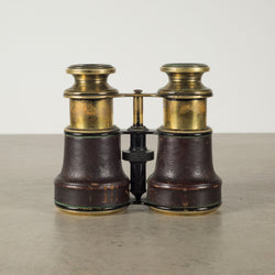Antique Brass and Leather Binoculars and Case c.1900-1940