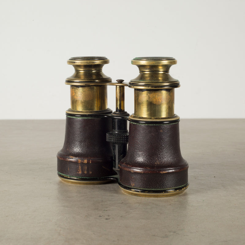 Antique Brass and Leather Binoculars and Case c.1900-1940