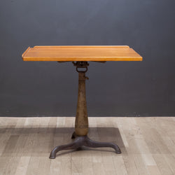 Antique Swivel Top Cast Iron and Wood Drafting Table c.1900