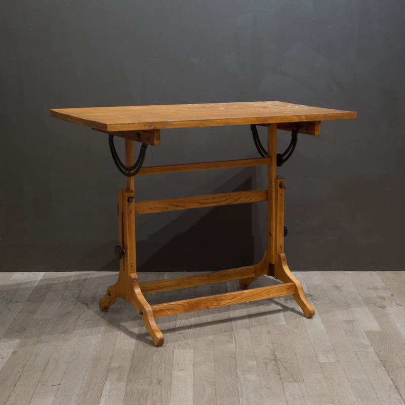 Antique Adjustable Wood Drafting Table c.1940