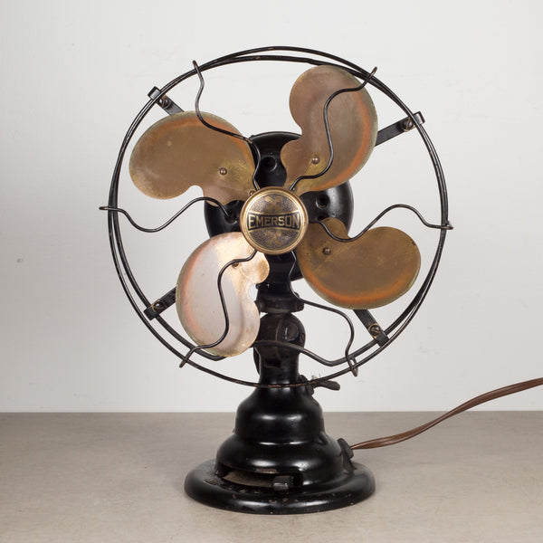 Vintage Cast Iron and Brass Emerson Electric Oscillating Fan c.1930
