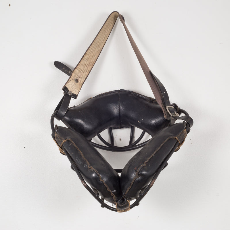 Steel and Leather Catcher's Mask with Brass Snaps c.1940