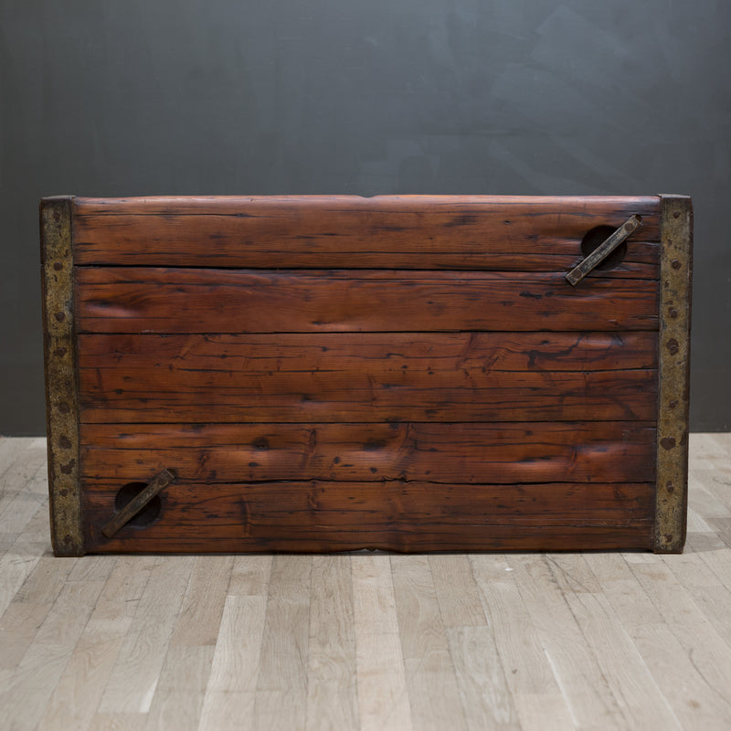 Early 20th c. Oak and Steel Ship Hatch Cover Coffee Table c.1910