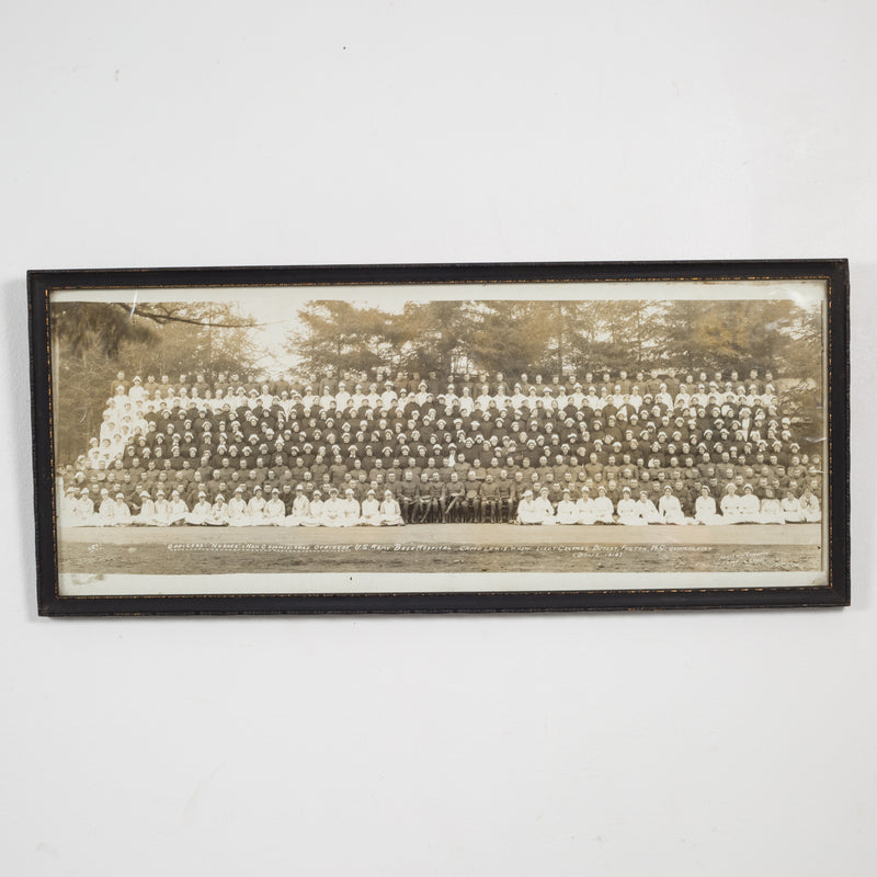 Early 20th c. Officers and Nurses Panoramic Photo c.1918