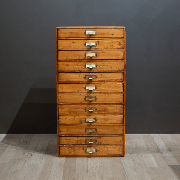 Antique Typesetter's Flat File Cabinet c.1930