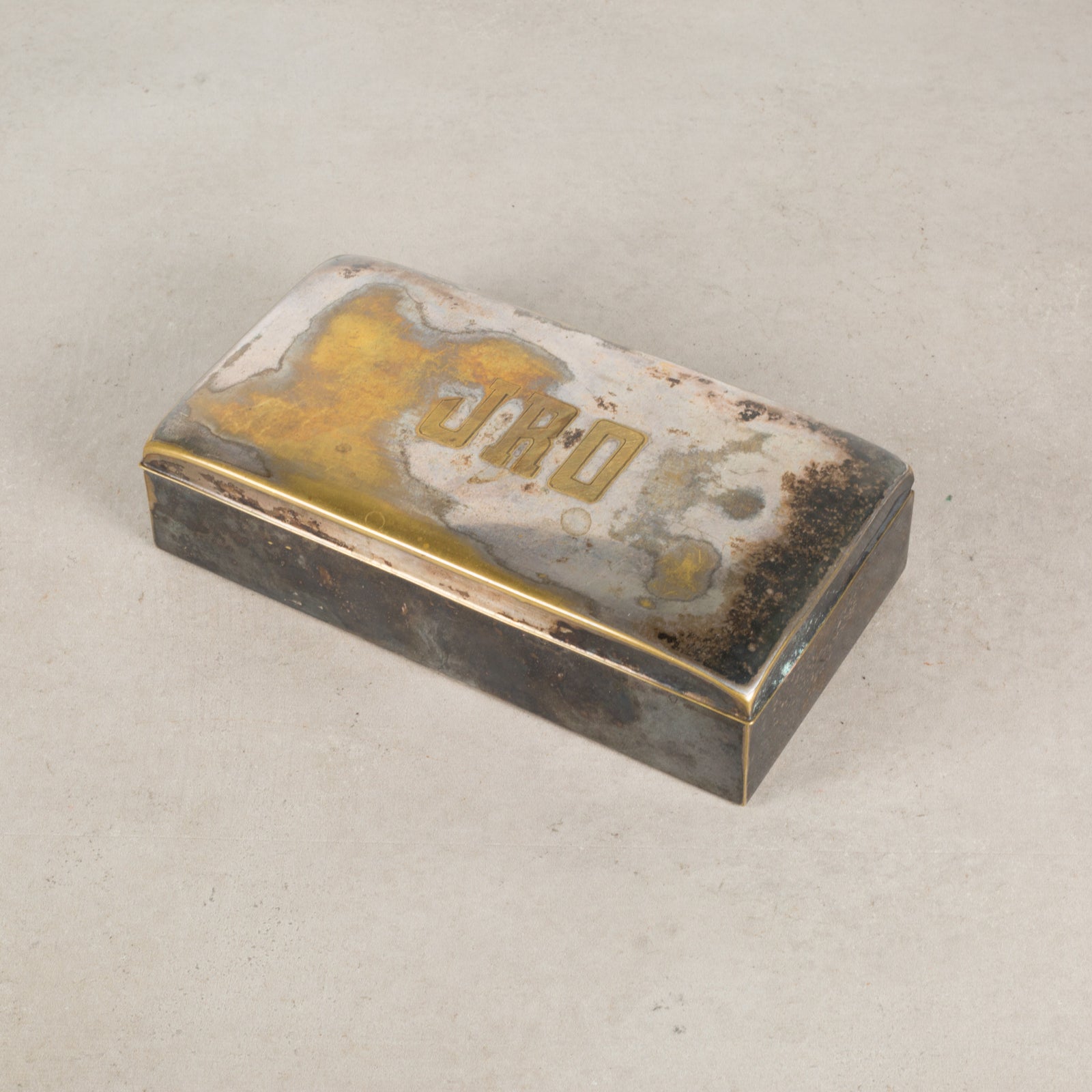 silver plated cigarette box Antique Monogrammed Silver Plated Cigarette Box c.1899