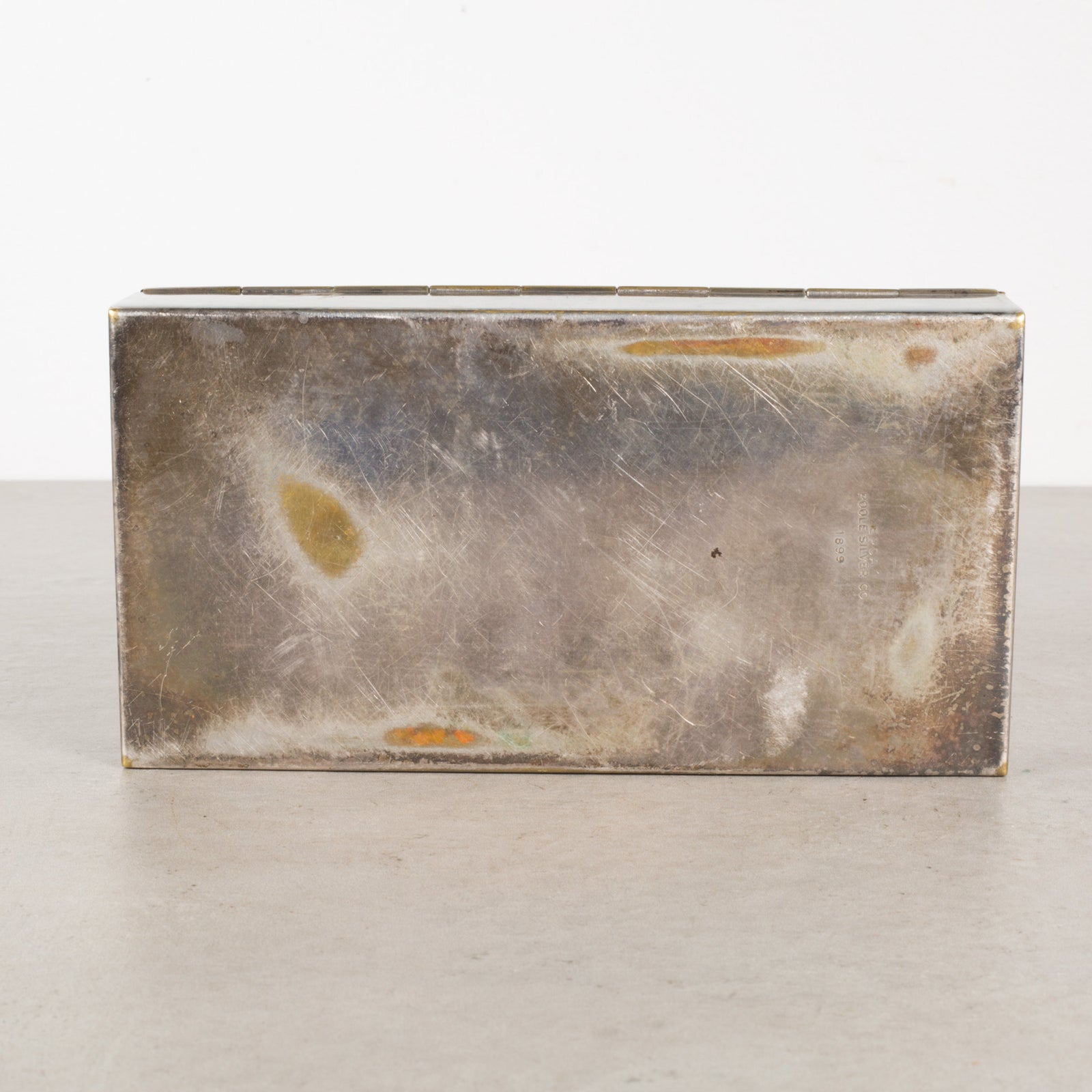 antique metal cigarette box Antique Monogrammed Silver Plated Cigarette Box c.1899