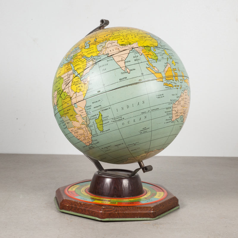 Antique Metal Game Globe by J. Chein, circa 1930