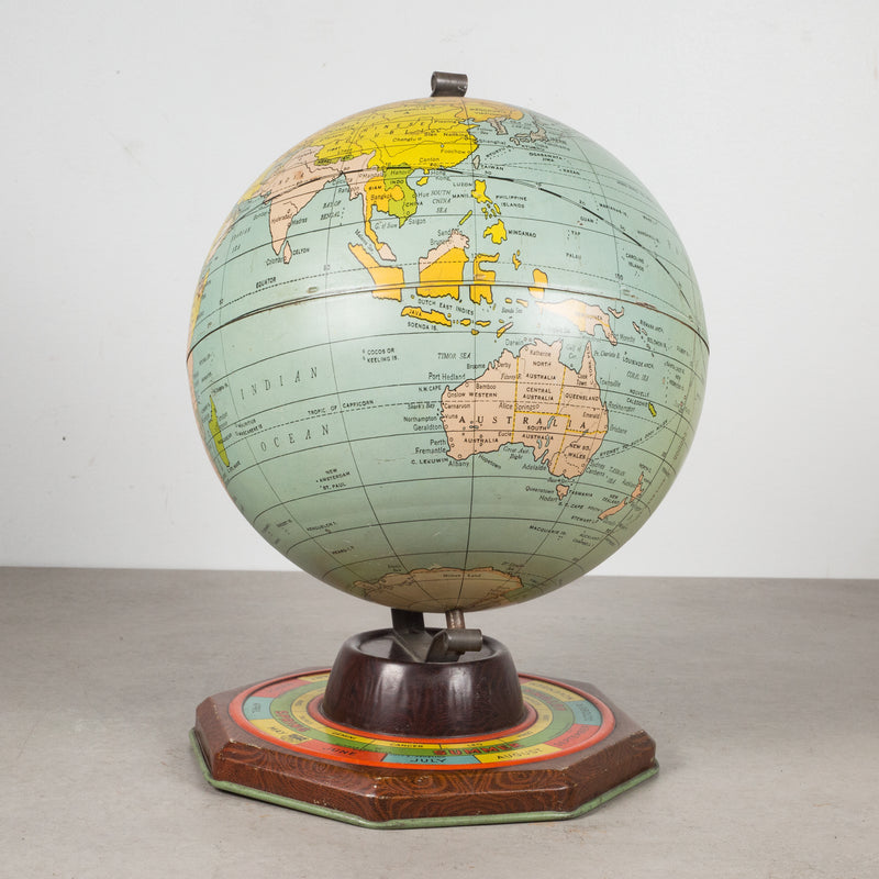 Antique Metal Game Globe by J. Chein, circa 1930