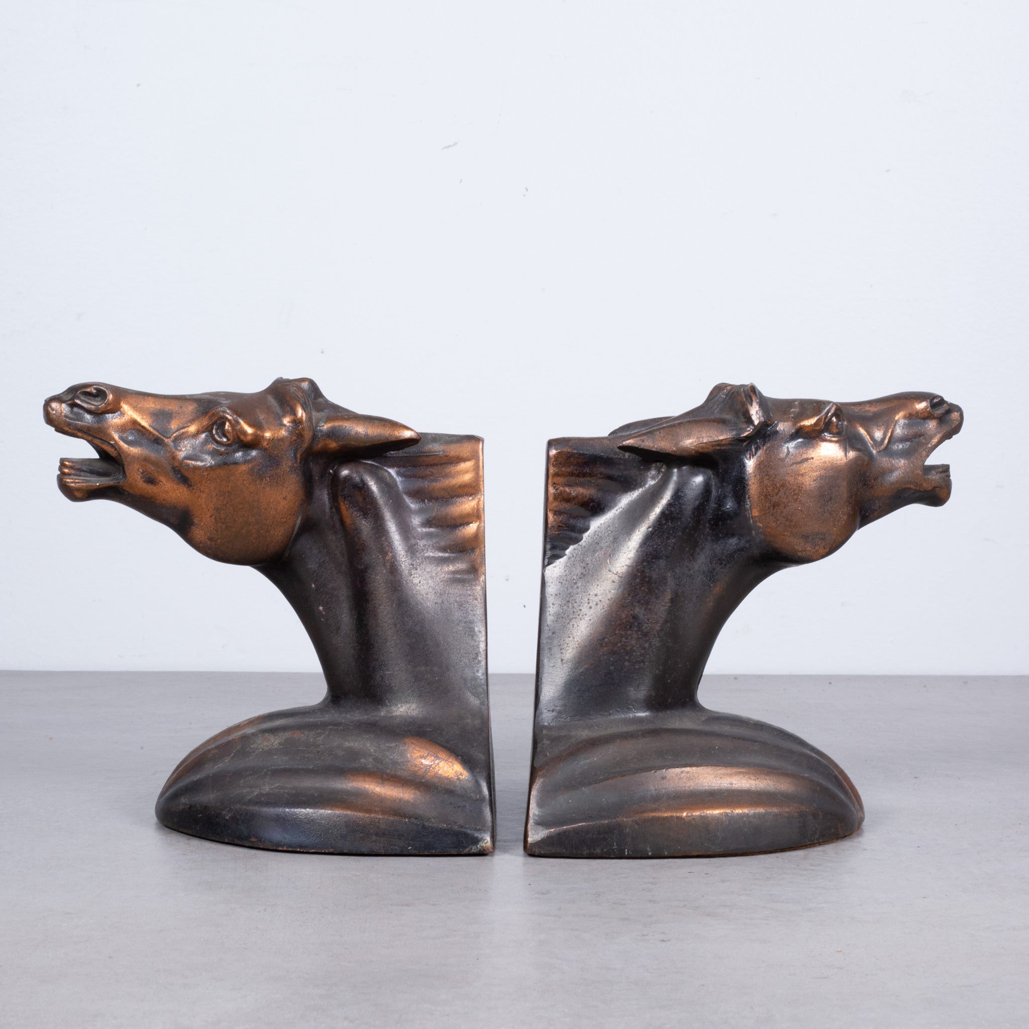 Bronze Plated Art Deco Horse Head Bookends c.1930 | S16 Home