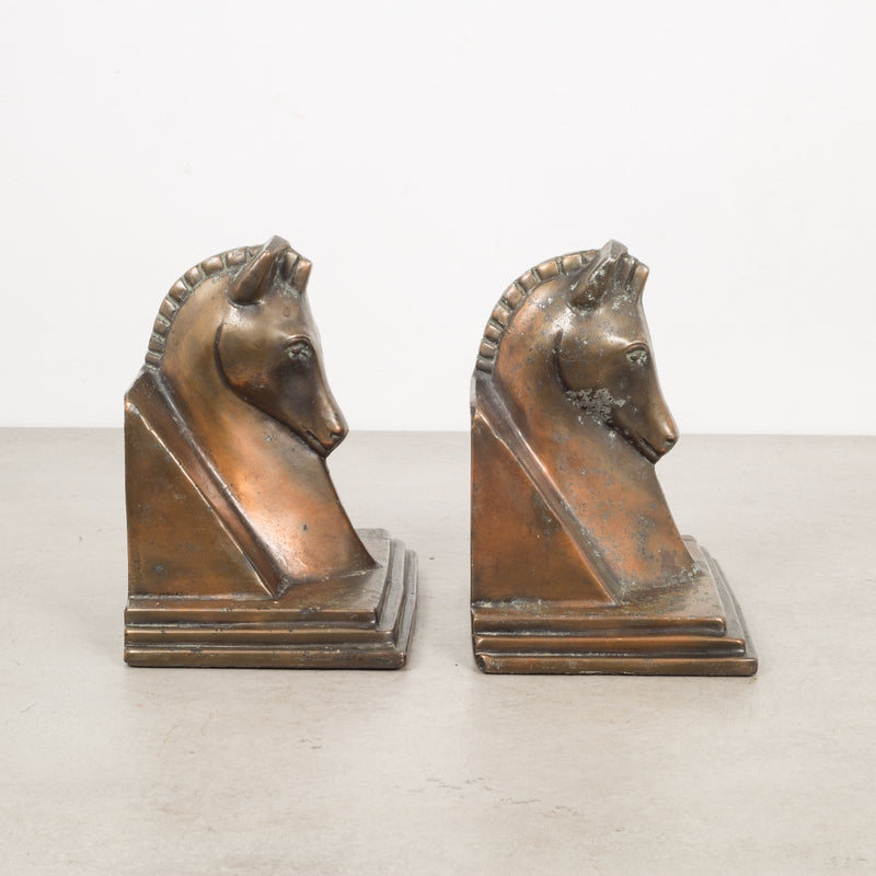 Art Deco Bronze-Plated Horse Buttress Bookends, c.1930