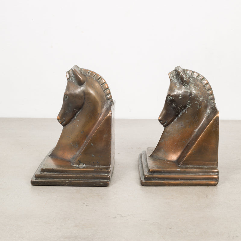 Art Deco Bronze-Plated Horse Buttress Bookends, c.1930