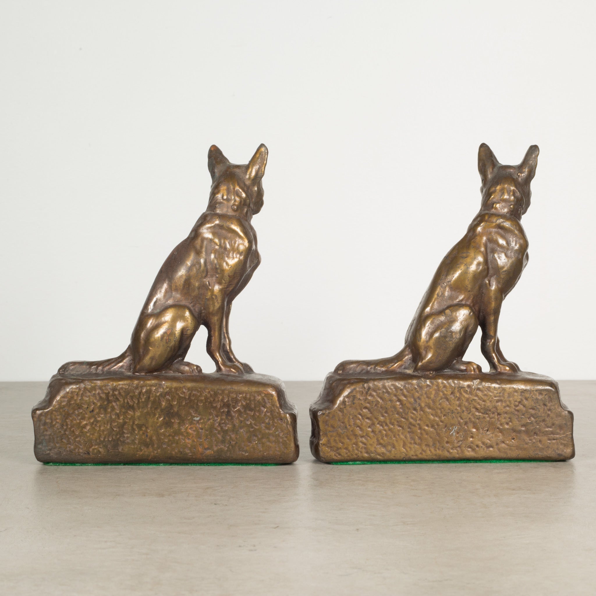 Bronze Cast German Shepherd Bookends by Armor Bronze c.1930 S16 Home