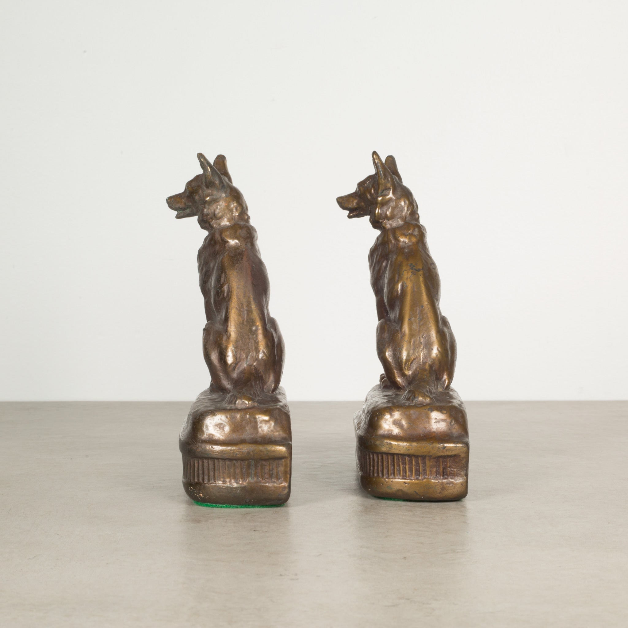 Bronze Cast German Shepherd Bookends by Armor Bronze c.1930 S16 Home