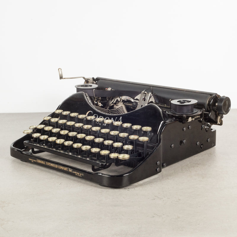 Antique Art Deco Refurbished Corona Portable Typewriter c.1930