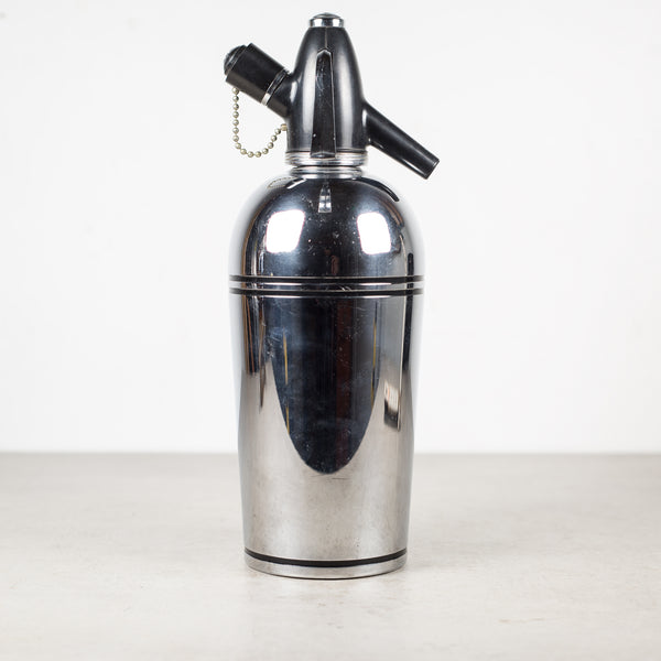 Art Deco Chrome and Black Seltzer Bottle c.1930