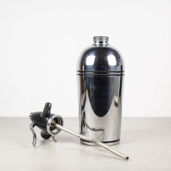 Art Deco Chrome and Black Seltzer Bottle c.1930