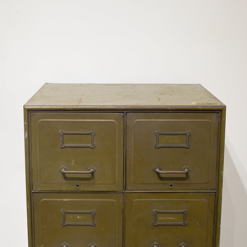 Army Green Steel Double File Cabinet c.1940