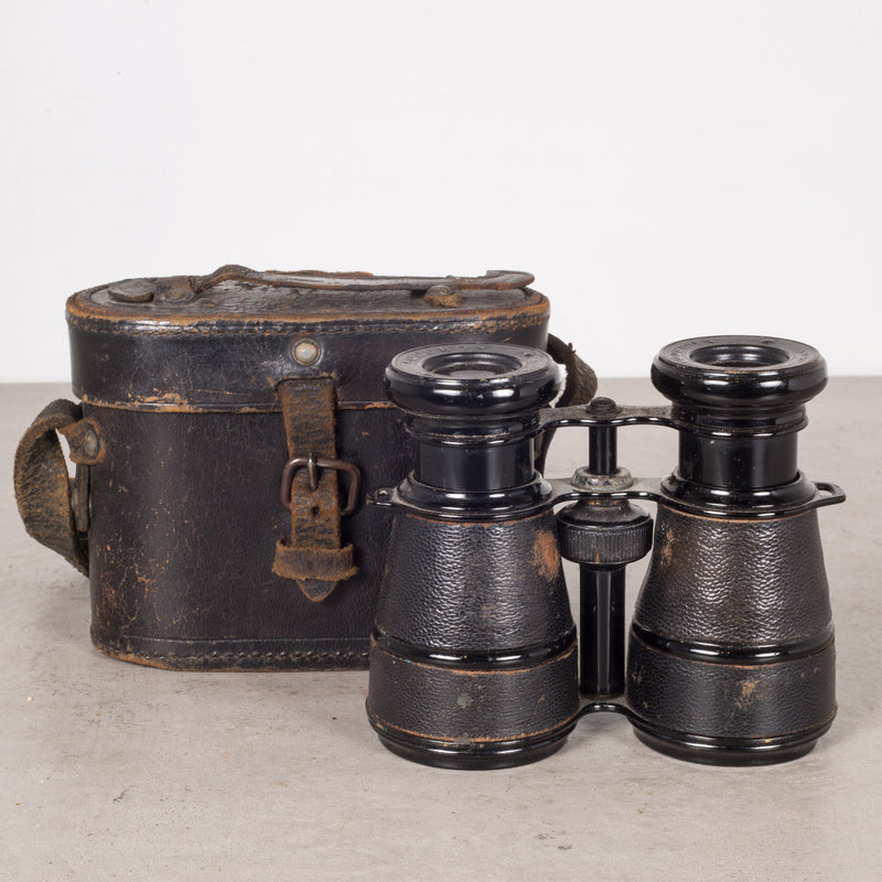 Leather Wrapped Audubon Paris Binoculars and Case c.1880s