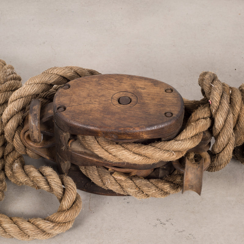 19th c. Block and Tackle with Rope c. 1880s.