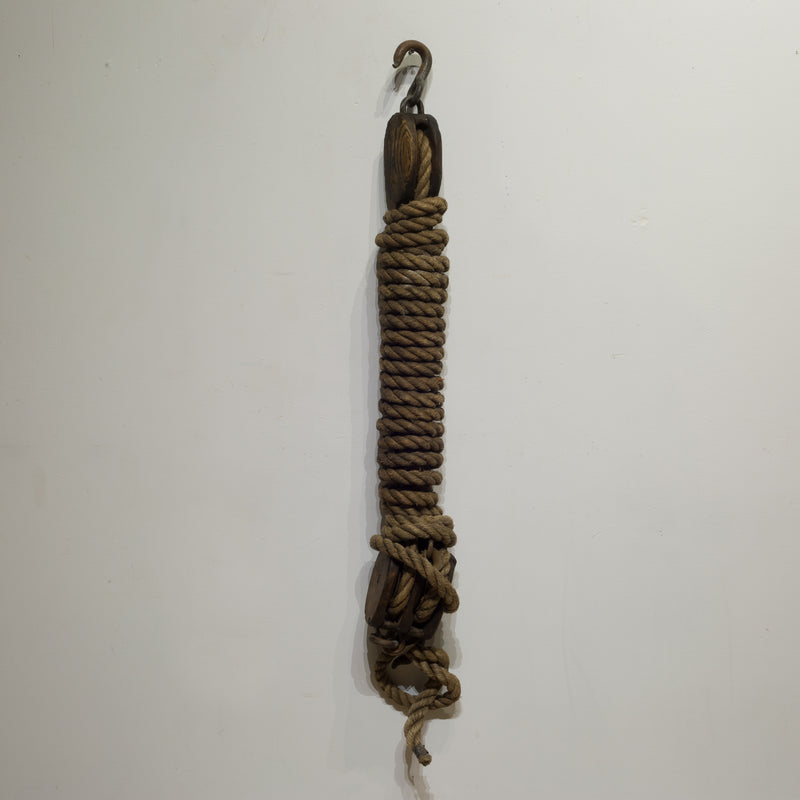 19th c. Block and Tackle with Rope c. 1880s.