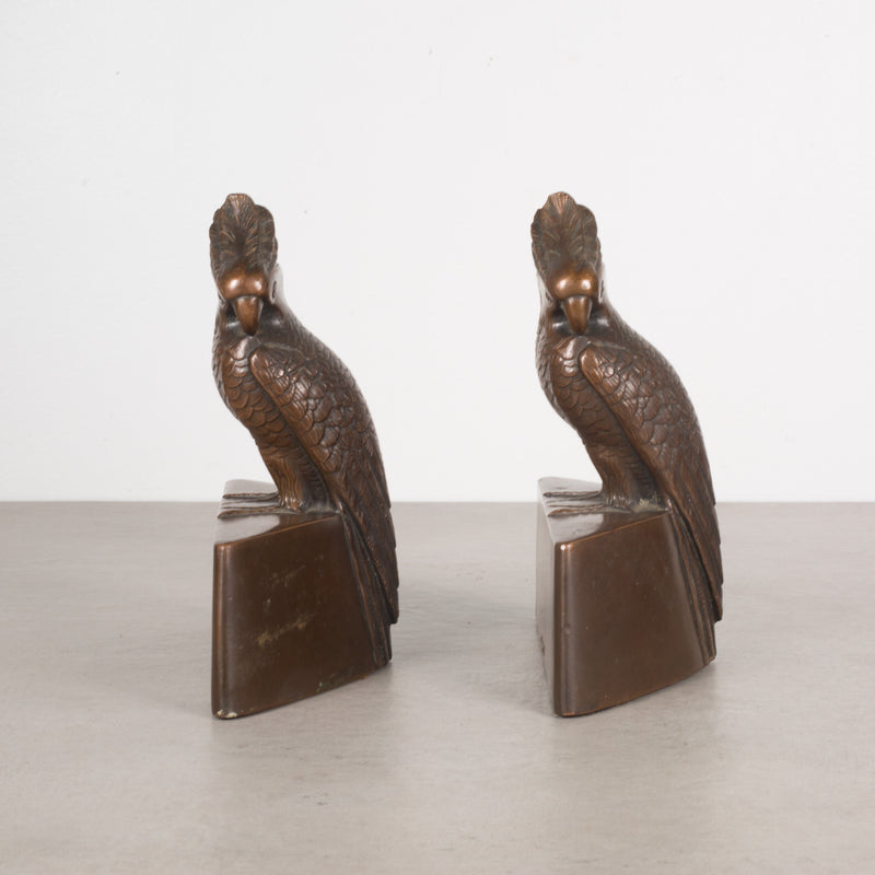 Rare Jennings Brothers Bronze Plated Parrot Bookends c.1920