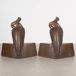 Rare Jennings Brothers Bronze Plated Parrot Bookends c.1920