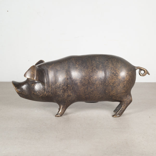 Late 20th c. Large Bronze Piggy Bank