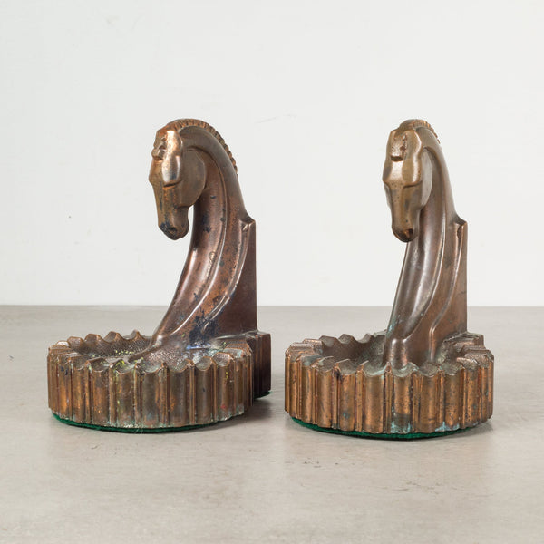 Bronze Plated Trojan Horse Bookends/Ashtrays c.1930