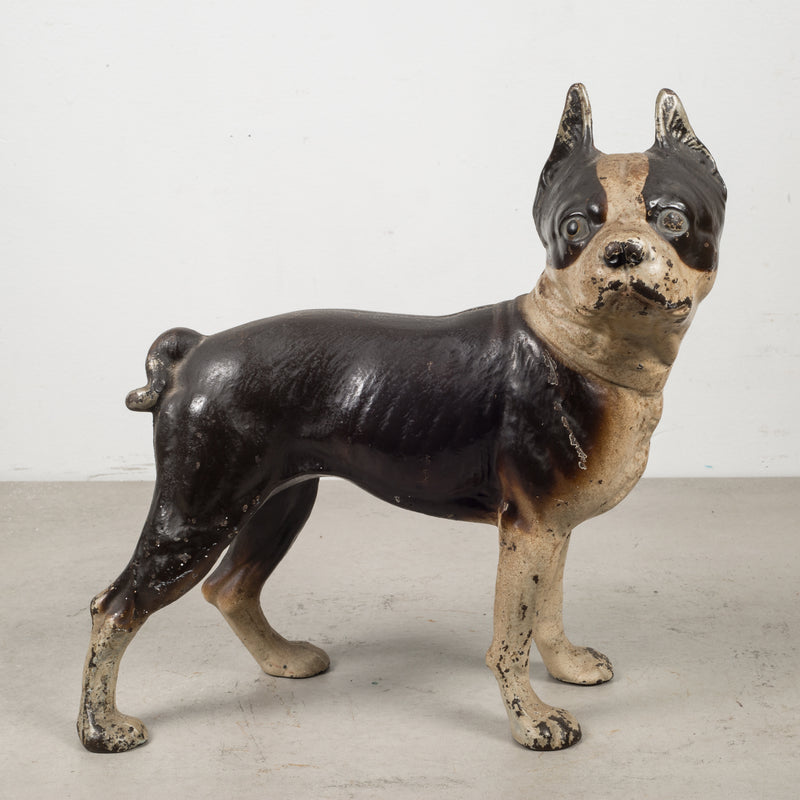 Early 20th c. Cast Iron Boston Terrier Doorstop by Hubley c.1910-1940