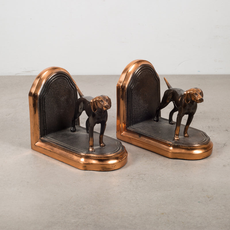 Copper Plated Pointer Dog Bookends c.1940