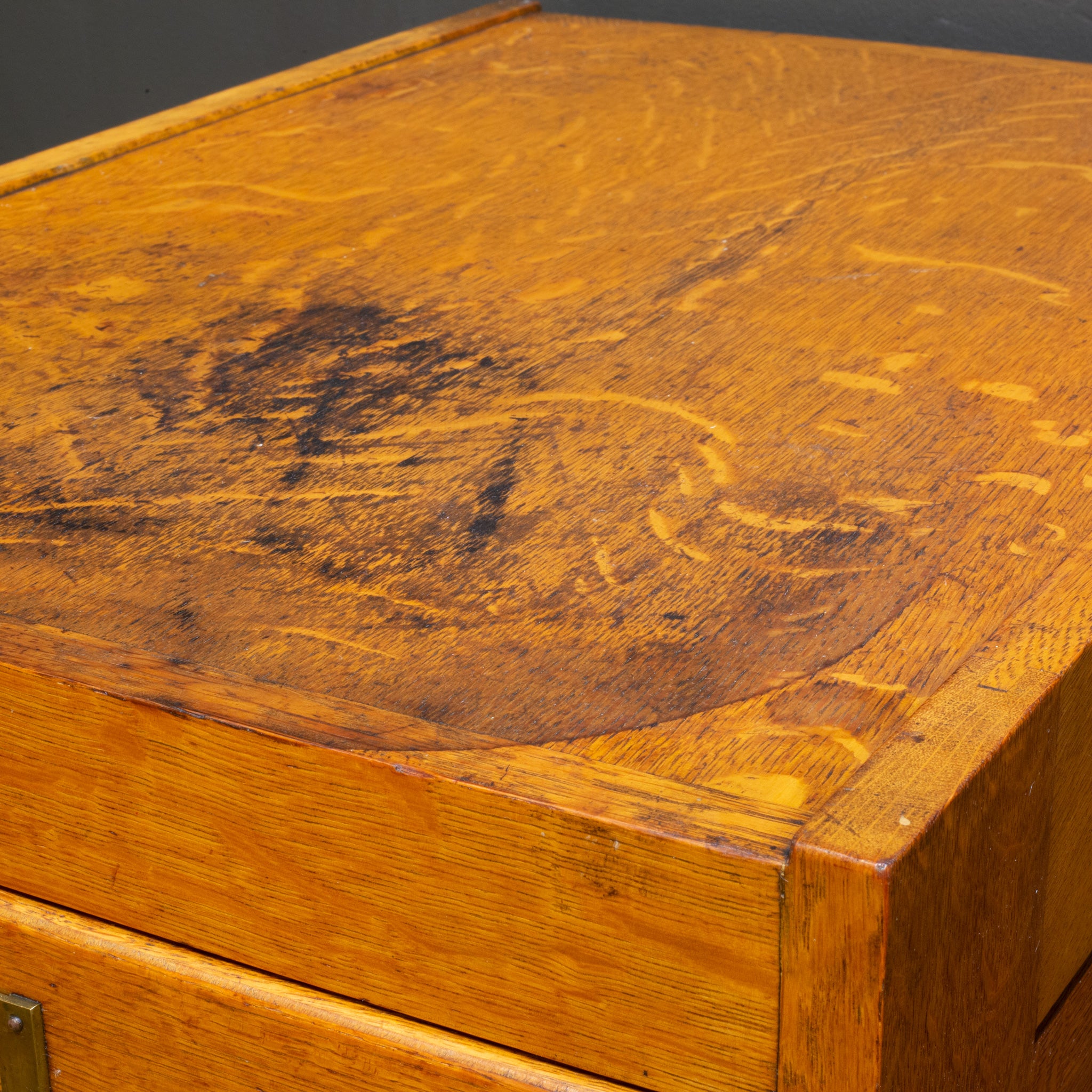 Antique Four Drawer Oak and Brass File c.1930 S16 Home