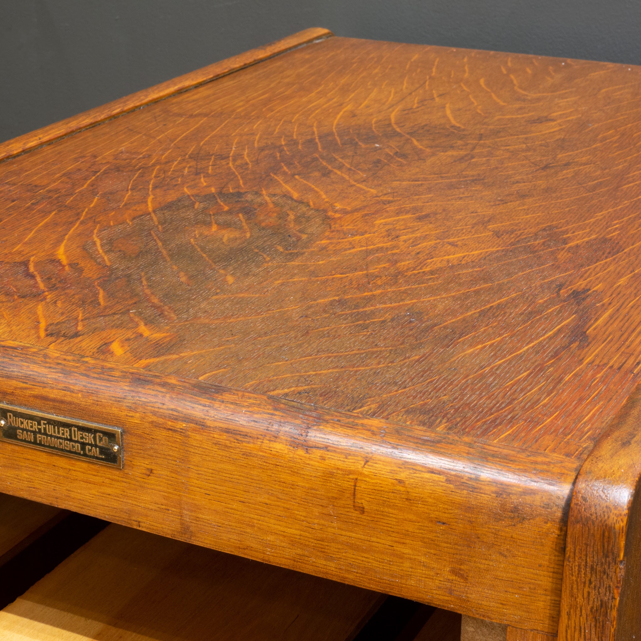 Antique Five Drawer Oak and Brass File Cabinet c.1930 | S16 Home