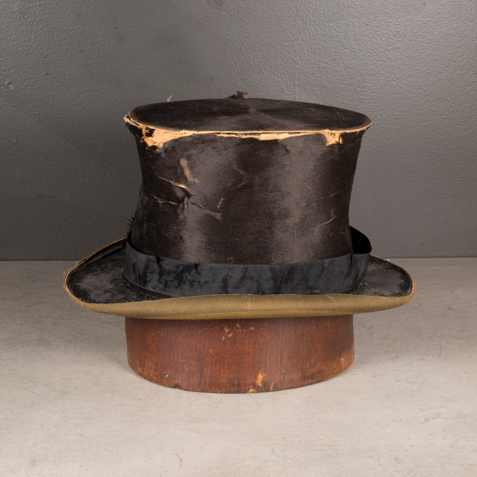 Antique Distressed Beaver Fur Top Hat c.1880-1910 | S16 Home