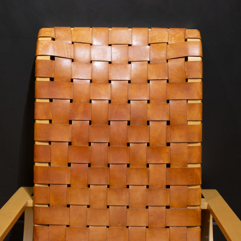 Vintage "Dondolo" Bentwood and Woven Leather Rocking Chair for Crassevig c.1970