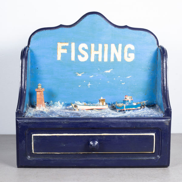 Vintage Hand Crafted Fishing Diorama c.1940
