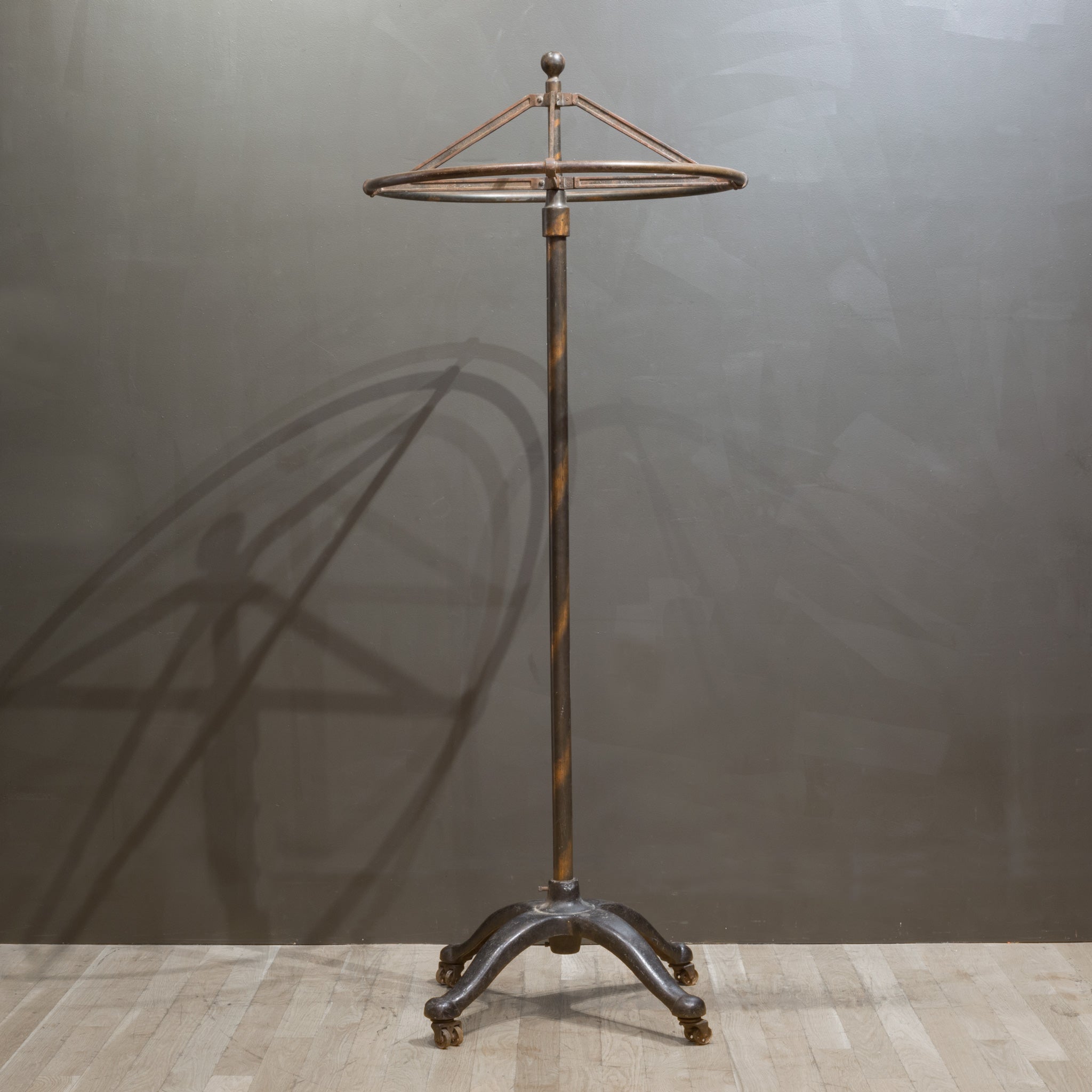 Early 20th c. Japanned Coat/Garment Rounder Rolling Rack c.1910