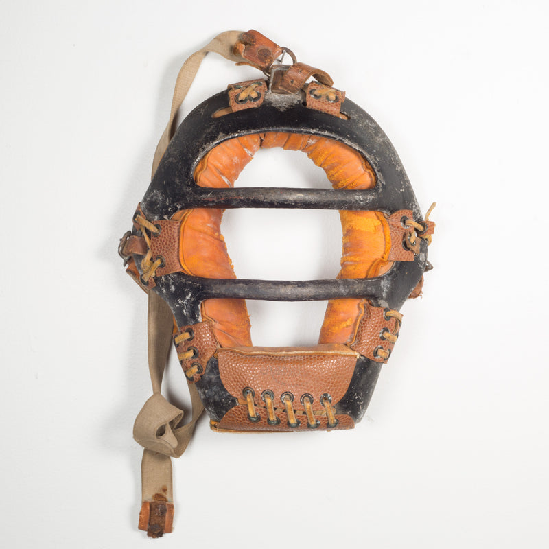 Distressed Metal and Leather Catcher's Mask c.1920