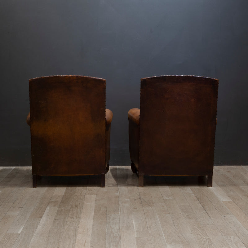 Pair of French Leather Club Chairs c.1930